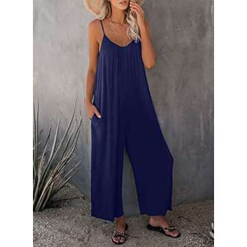 Elegant and Comfortable Happy Sailed Women's Casual Sleeveless Jumpsuit with Pockets