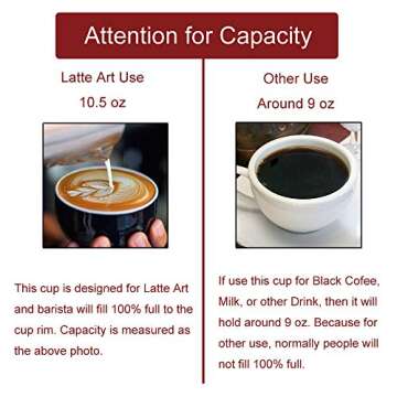 Coffeezone Latte Art Cup and Saucer for Latte & Cappuccino & Double Espresso, New Bone China, Mate f...