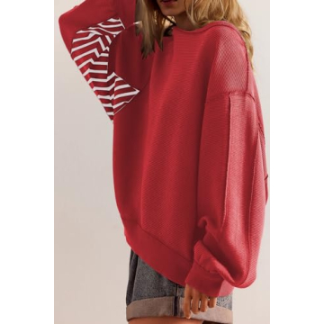 Ythomm Women Oversized Striped Sweatshirt Cozy Chic Style