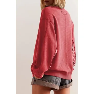 Ythomm Women Oversized Striped Sweatshirt Cozy Chic Style