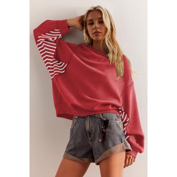 Ythomm Women Oversized Striped Sweatshirt Cozy Chic Style