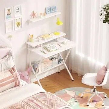 COTUBLR Small Desk, 27.5 Inch Small Computer Desk for Small Spaces, Computer Desk with Adjustable Mo...