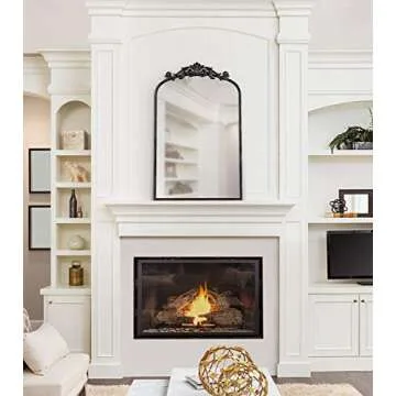 Kate and Laurel Arendahl Traditional Arch Mirror, 19 x 30.75, Antique Black, Baroque Inspired Wall Decor