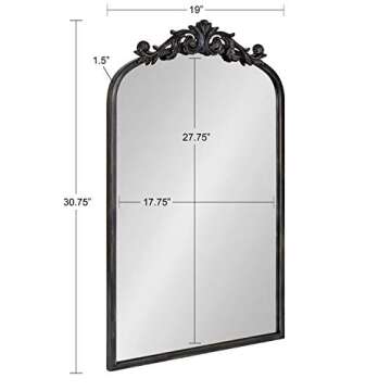 Kate and Laurel Arendahl Traditional Arch Mirror, 19 x 30.75, Antique Black, Baroque Inspired Wall Decor