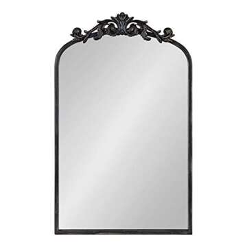 Kate and Laurel Arendahl Traditional Arch Mirror, 19 x 30.75, Antique Black, Baroque Inspired Wall Decor