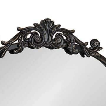 Kate and Laurel Arendahl Traditional Arch Mirror, 19 x 30.75, Antique Black, Baroque Inspired Wall Decor