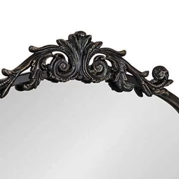 Kate and Laurel Arendahl Traditional Arch Mirror, 19 x 30.75, Antique Black, Baroque Inspired Wall Decor