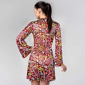 SATINIOR 70s 60s Hippie Costume Set 70s Outfits Accessories Women Disco Dress for Halloween (Adult Size (large))