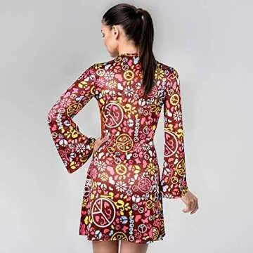 SATINIOR 70s 60s Hippie Costume Set 70s Outfits Accessories Women Disco Dress for Halloween (Adult Size (large))