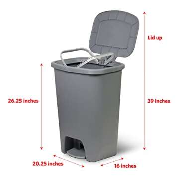 Glad Kitchen Trash Can | Large Plastic Waste Bin with Odor Protection of Lid | Hands Free with Step ...