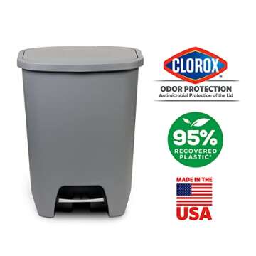Glad Kitchen Trash Can with Odor Protection and Foot Pedal