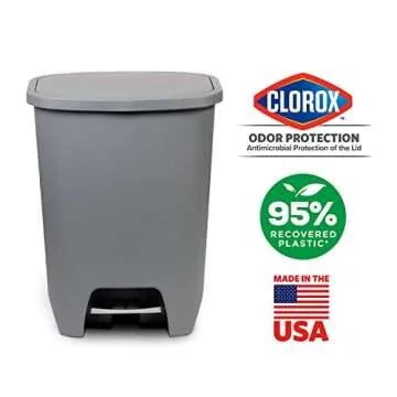 Glad Kitchen Trash Can with Odor Protection and Foot Pedal