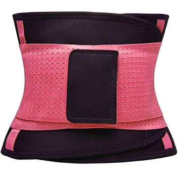 VENUZOR Waist Trainer Belt for Women - Waist Cincher Trimmer - Slimming Body Shaper Belt - Sport Girdle Belt (UP Graded)(Pink,X-Large)