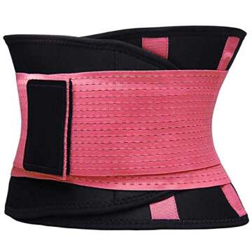 VENUZOR Waist Trainer Belt for Women - Waist Cincher Trimmer - Slimming Body Shaper Belt - Sport Girdle Belt (UP Graded)(Pink,X-Large)