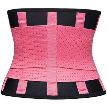 VENUZOR Waist Trainer Belt for Women - Waist Cincher Trimmer - Slimming Body Shaper Belt - Sport Girdle Belt (UP Graded)(Pink,X-Large)