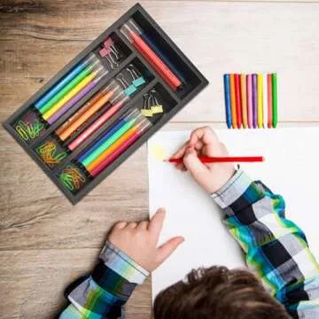 Small Cutlery Tray Narrow Wooden Silverware Organizer 12"x6.7" Spoon Kitchen Utensil Holder for Drawer Divider Bamboo Cutlery Drawer Organizers Storage Black Wood Silverware Tray Flatware Organizer