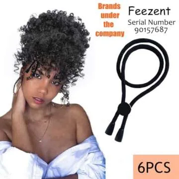 FEEZENT 6PCS Adjustable Headband Hair Tie for Thick Heavy Natural Kinky & Curly Hair, C-1 Count (Pack of 6)