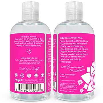 Sliquid Sassy Water-Based Lube - Thick, Long-Lasting Gel, Natural Lube for Women/Men/Couples, Unscented, 8.5 Fl Oz