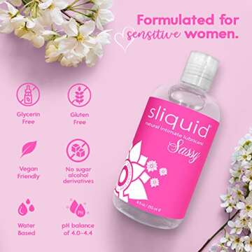 Sliquid Sassy Water-Based Lube - Thick, Long-Lasting Gel, Natural Lube for Women/Men/Couples, Unscented, 8.5 Fl Oz