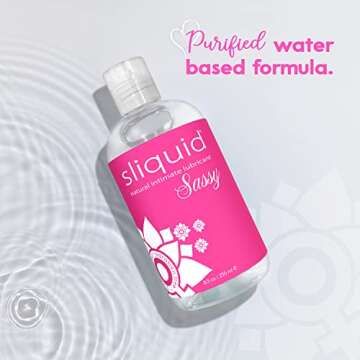 Sliquid Sassy Water-Based Lube - Thick, Long-Lasting Gel, Natural Lube for Women/Men/Couples, Unscented, 8.5 Fl Oz