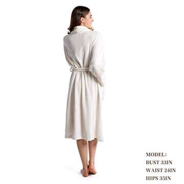 Hallmark White Bathrobe for Women, Soft Womens Robes Long Plush Robe White