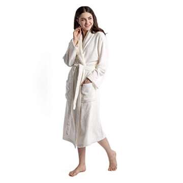 Hallmark White Bathrobe for Women, Soft Womens Robes Long Plush Robe White