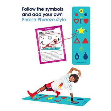 Chi Universe, Kids Yoga Mat, Yoga Game, Blue, Free Game App, How-To Poster, Fun Activities, Follow the Symbols, Aligns the Body, Easy to Learn, All Levels, Chi Mat, Yoga, Fitness, Exercise, Meditation, Wellness, Class