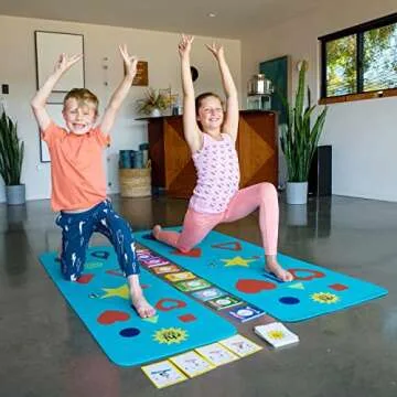 Chi Universe, Kids Yoga Mat, Yoga Game, Blue, Free Game App, How-To Poster, Fun Activities, Follow the Symbols, Aligns the Body, Easy to Learn, All Levels, Chi Mat, Yoga, Fitness, Exercise, Meditation, Wellness, Class