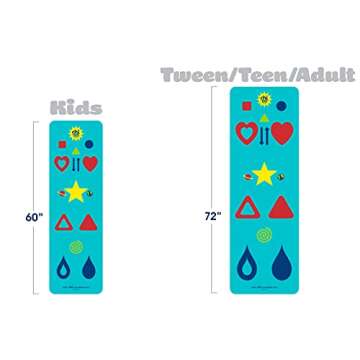 Chi Universe, Kids Yoga Mat, Yoga Game, Blue, Free Game App, How-To Poster, Fun Activities, Follow the Symbols, Aligns the Body, Easy to Learn, All Levels, Chi Mat, Yoga, Fitness, Exercise, Meditation, Wellness, Class