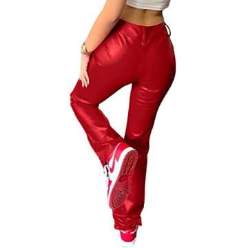 Chic Lace Up PU Leather Pants for Women - Stylish Comfort