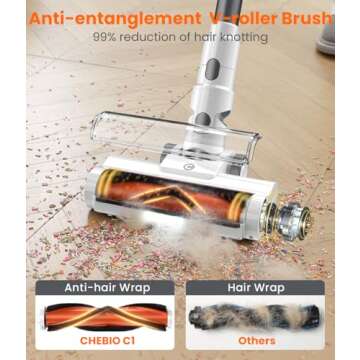 Cordless Vacuum Cleaner, 550W/45Kpa Vacuum Cleaners for Home, Max 60Mins Runtime, Anti-Tangled & 1.6...
