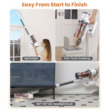 Cordless Vacuum Cleaner with 60Mins Runtime and Anti-Tangle