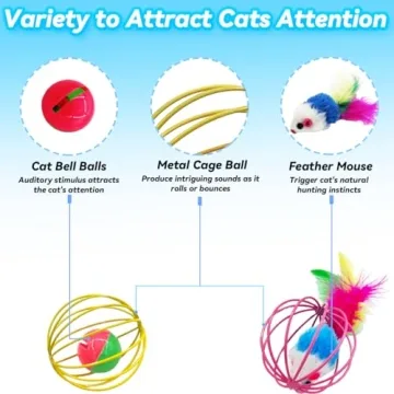 QUVOVID Cat Toys - Interactive Bell Balls & Mice for Cats