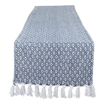 DII Farmhouse Mini Diamond Braided Table Runner – Charming French Blue, 15x72