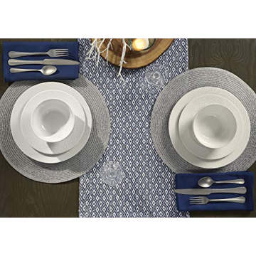 DII Farmhouse Mini Diamond Braided Table Runner, 15x72