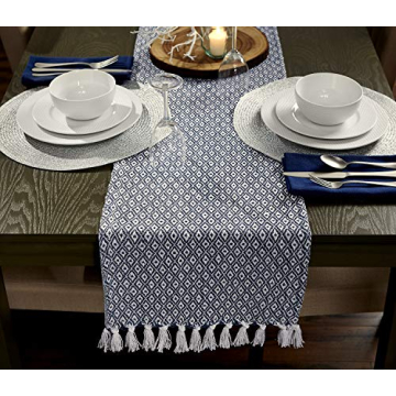 DII Farmhouse Mini Diamond Braided Table Runner, 15x72