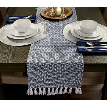 DII Farmhouse Mini Diamond Braided Table Runner, 15x72