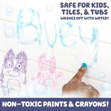 Bluey Bath Creations, 9-Piece Bluey Activity Set, Fun Bluey Bath Toys, Includes Washable Bath Paints...