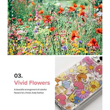Ringke Fusion Design Compatible with iPhone 13 Case, Transparent Hard Back with Floral Girls Women Design Panel Shockproof TPU Bumper Phone Cover - Vivid Flowers