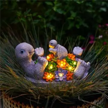 Pohabery Solar Turtle Figurines for Garden Decor