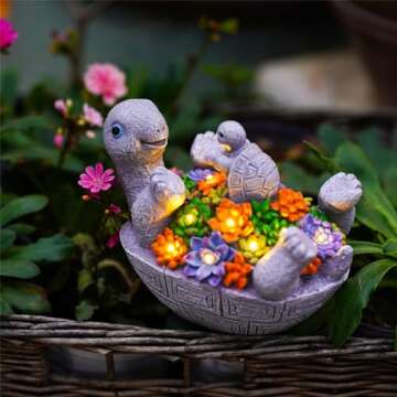 Pohabery Solar Turtle Figurines for Garden Decor