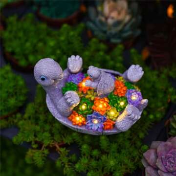 Pohabery Solar Turtle Figurines for Garden Decor