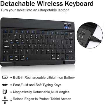 KVAGO iPad Keyboard Case 9.7 inch, Compatible with iPad 6th Generation,iPad 5th Generation, iPad Pro 9.7 inch, iPad Air 2,iPad Air, Protective Folio Cover with Wireless Bluetooth Keyboard -Black