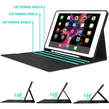 KVAGO iPad Keyboard Case 9.7 inch, Compatible with iPad 6th Generation,iPad 5th Generation, iPad Pro 9.7 inch, iPad Air 2,iPad Air, Protective Folio Cover with Wireless Bluetooth Keyboard -Black