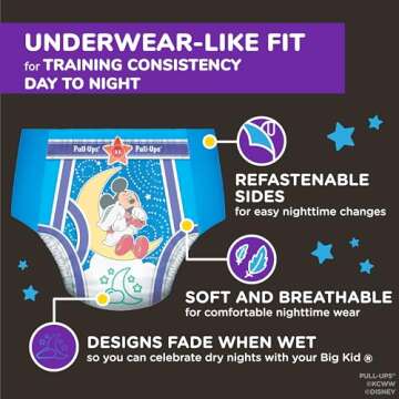 Pull-Ups Boys' Night-Time Potty Training Pants, Size 3T-4T Overnight Training Underwear (32-40 lbs), 60 Ct