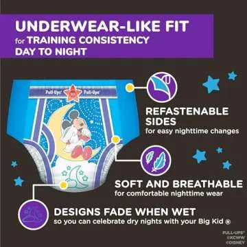 Pull-Ups Boys' Night-Time Potty Training Pants, Size 3T-4T Overnight Training Underwear (32-40 lbs), 60 Ct