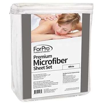ForPro Professional Collection Premium Microfiber 3-Piece Massage Sheet Set, White, Ultra-Light, Stain, and Wrinkle-Resistant Includes Massage Flat and Fitted Sheet and Massage Face Rest Cover