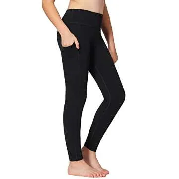 Stelle Girls Athletic Active Dance Tight Legging Pants with Pockets for Running Yoga Workout (Black-...