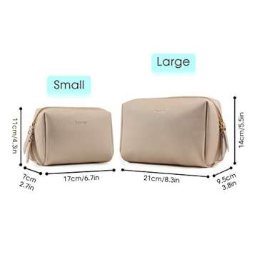 PU Leather Makeup Bag Travel Cosmetic Bag Organizer Make up Bag with Organization Pockets for Women (Large, Brown)