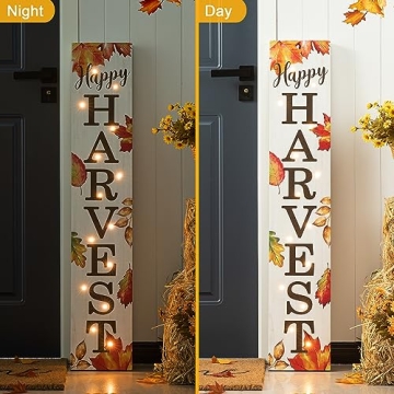 Glitzhome Lighted Harvest Sign for Fall Decor